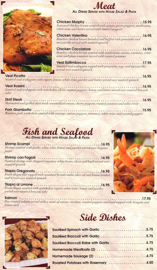 Villa Borghese Pizza Fords Menu