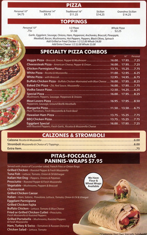 Villa Borghese Pizza Fords Menu